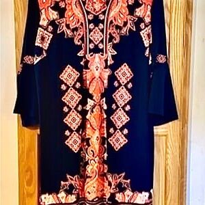 JM Collection Navy and Coral Sheath Dress, NWT, Size 3X